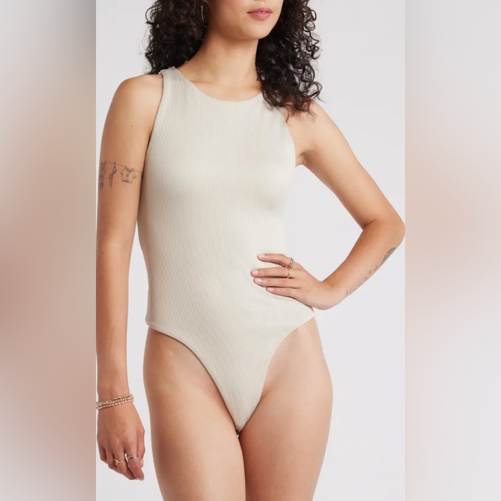 NWT BP cream body tank sleeveless bodysuit Sz S